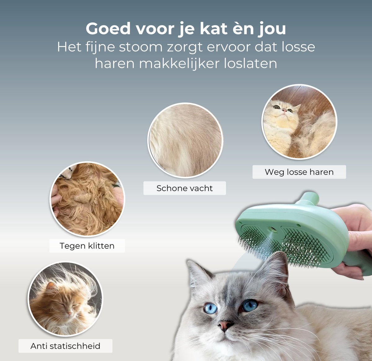 Petclean Pro - Zelfreinigende Stoomborstel voor Huisdieren