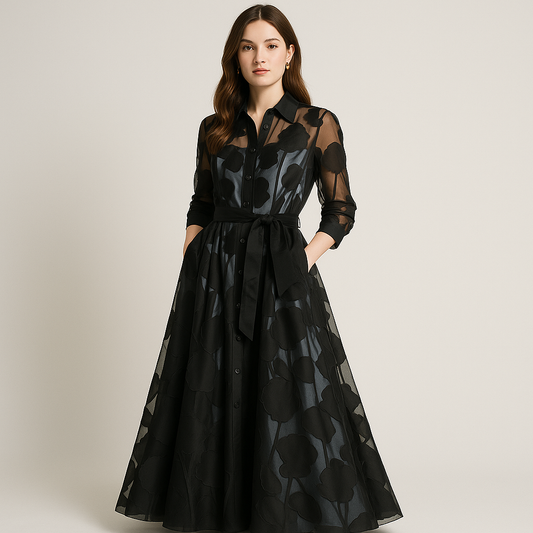 Valentina™ | Betoverende Lange Zwarte Jurk met Charme